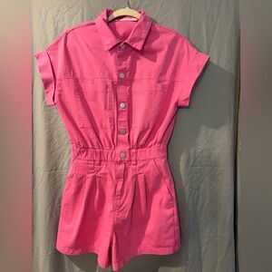 Vibrant Pink Romper With Pockets